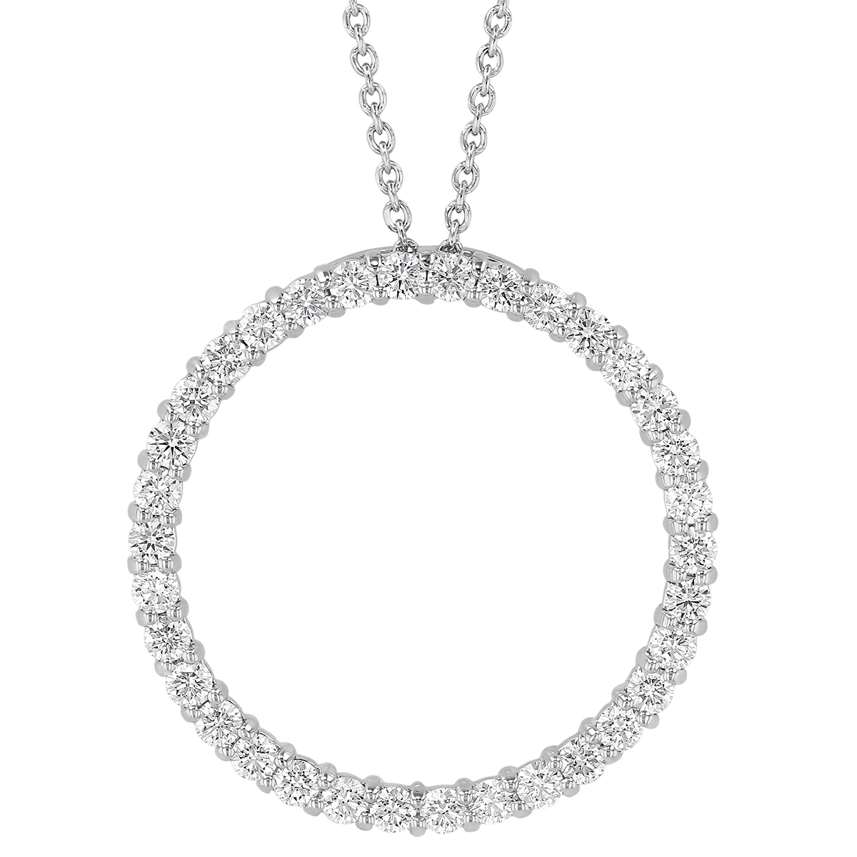 Roberto Coin Diamond Circle Large Pendant Necklace in White Gold ...