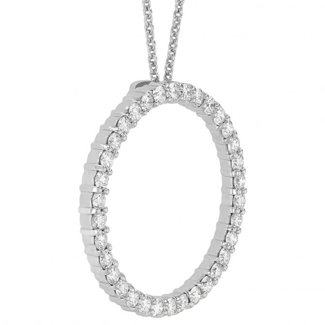 Roberto Coin Diamond Circle Large Pendant Necklace in White Gold