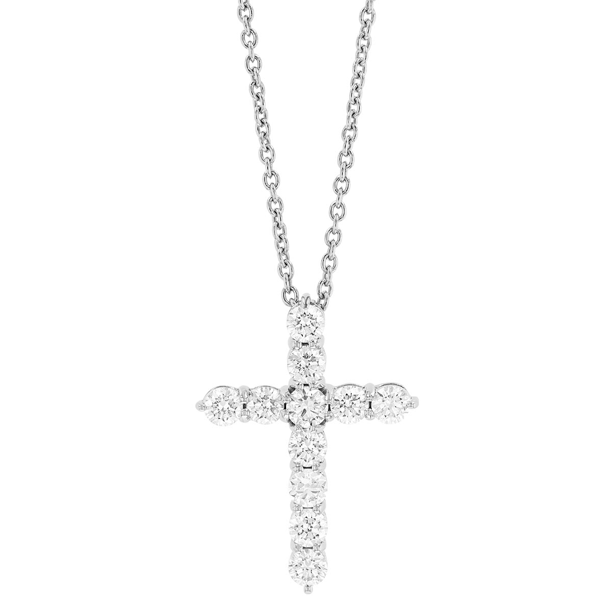 Roberto Coin Diamond Cross Pendant in White Gold, 16