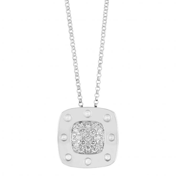 Roberto Coin Pois Moi Diamond Square Pendant in 18K Gold, 18"