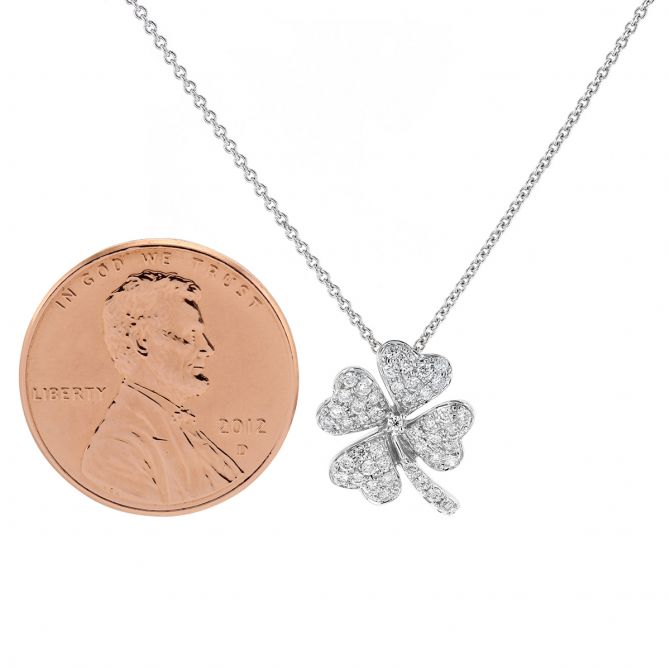 14K White and Rose Gold Diamond Clover Pendant Necklace, Koerbers Fine  Jewelry Inc