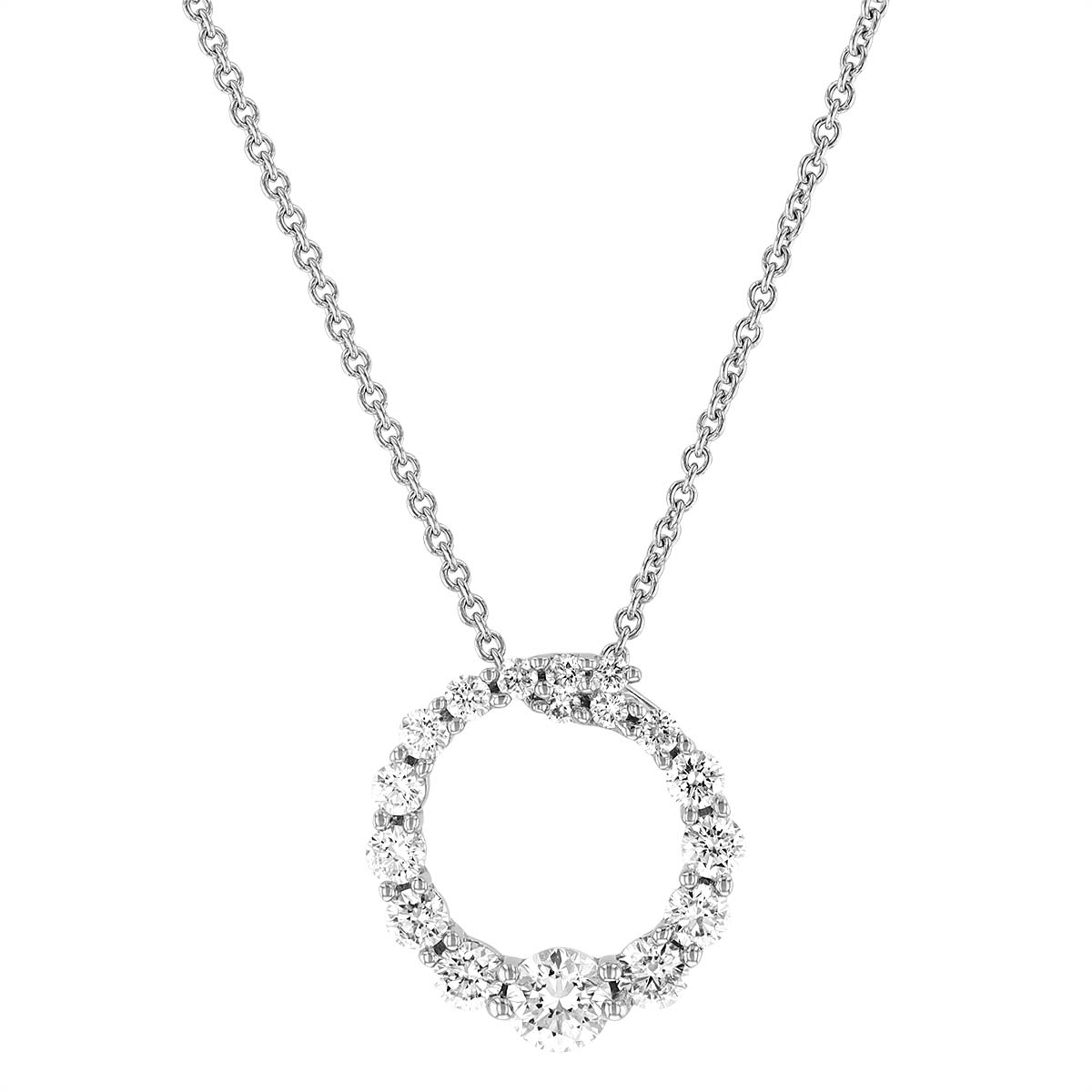 Round Diamond Open Circle Pendant in White Gold | Borsheims