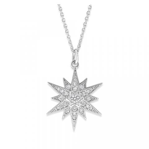 Diamond Starburst Pendant in White Gold | Borsheims