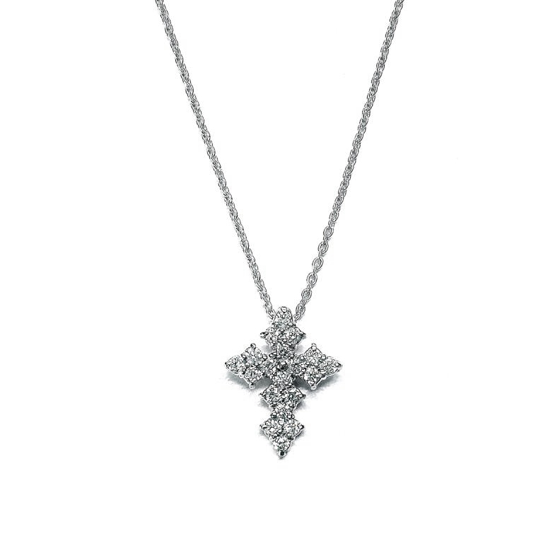 Roberto Coin White Gold & Diamond Cross Necklace, 0.17 cttw ...