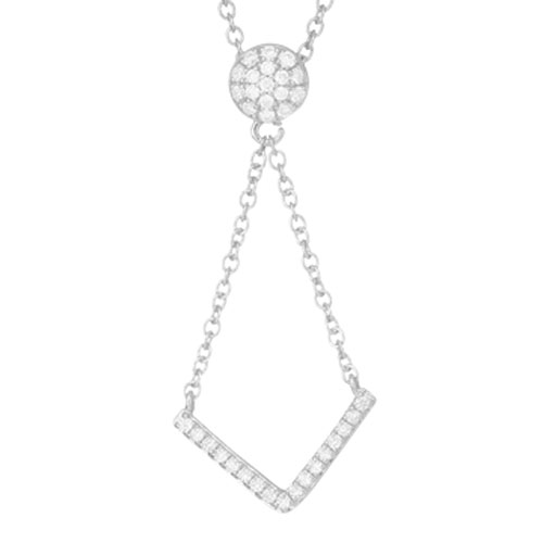 Diamond Open Chevron Pendant Necklace in White Gold