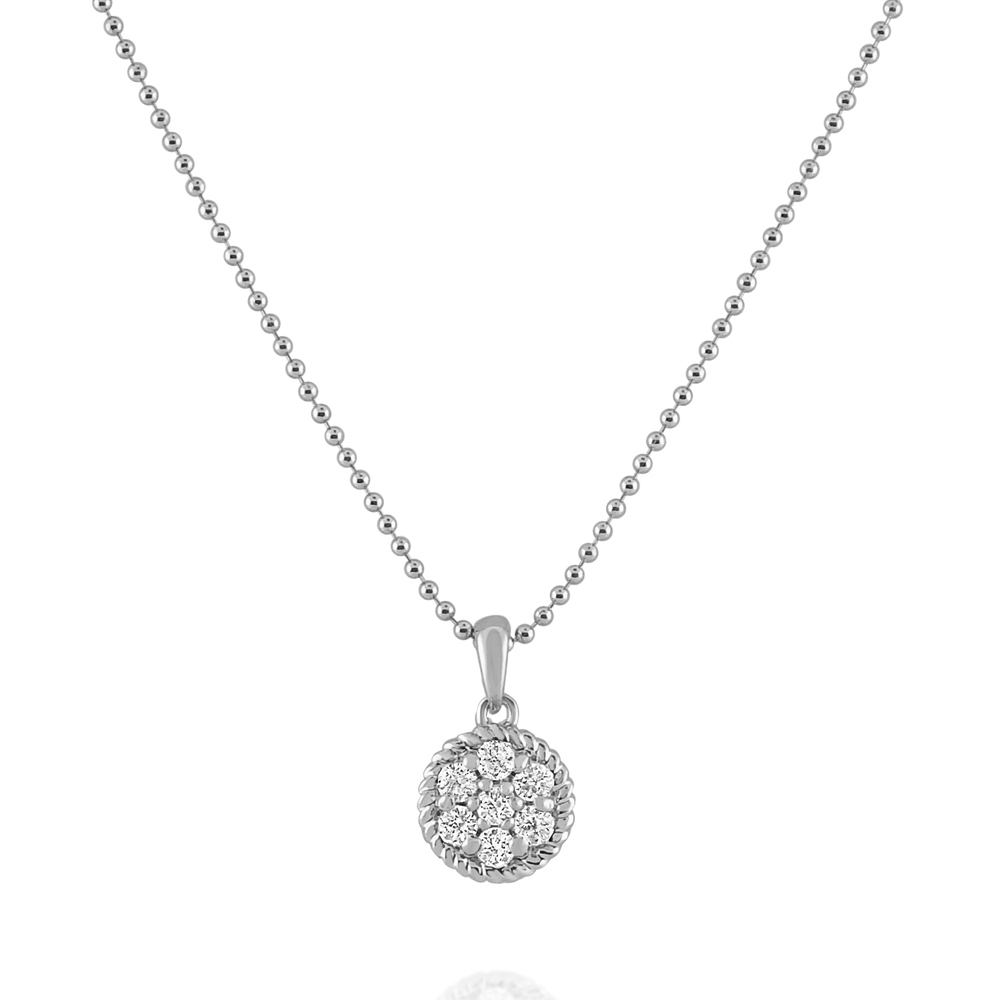 14k White Gold Diamond Pavé Circle Pendant 16 Borsheims 4903