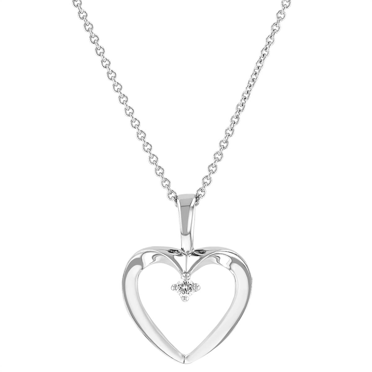 Diamond Open Heart Pendant Necklace in White Gold | Borsheims