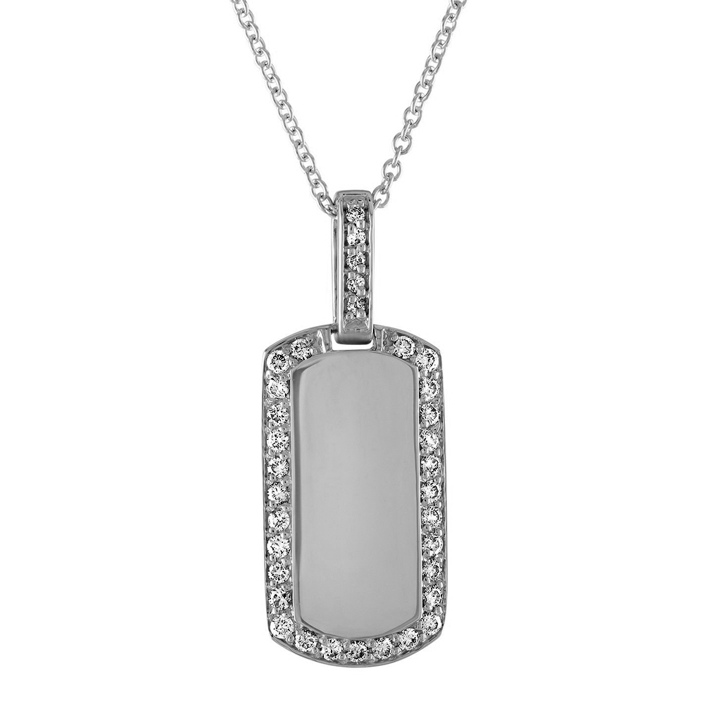 My Story 14K White Gold Diamond Halo Dog Tag Pendant | P2551/BLANK/14W ...