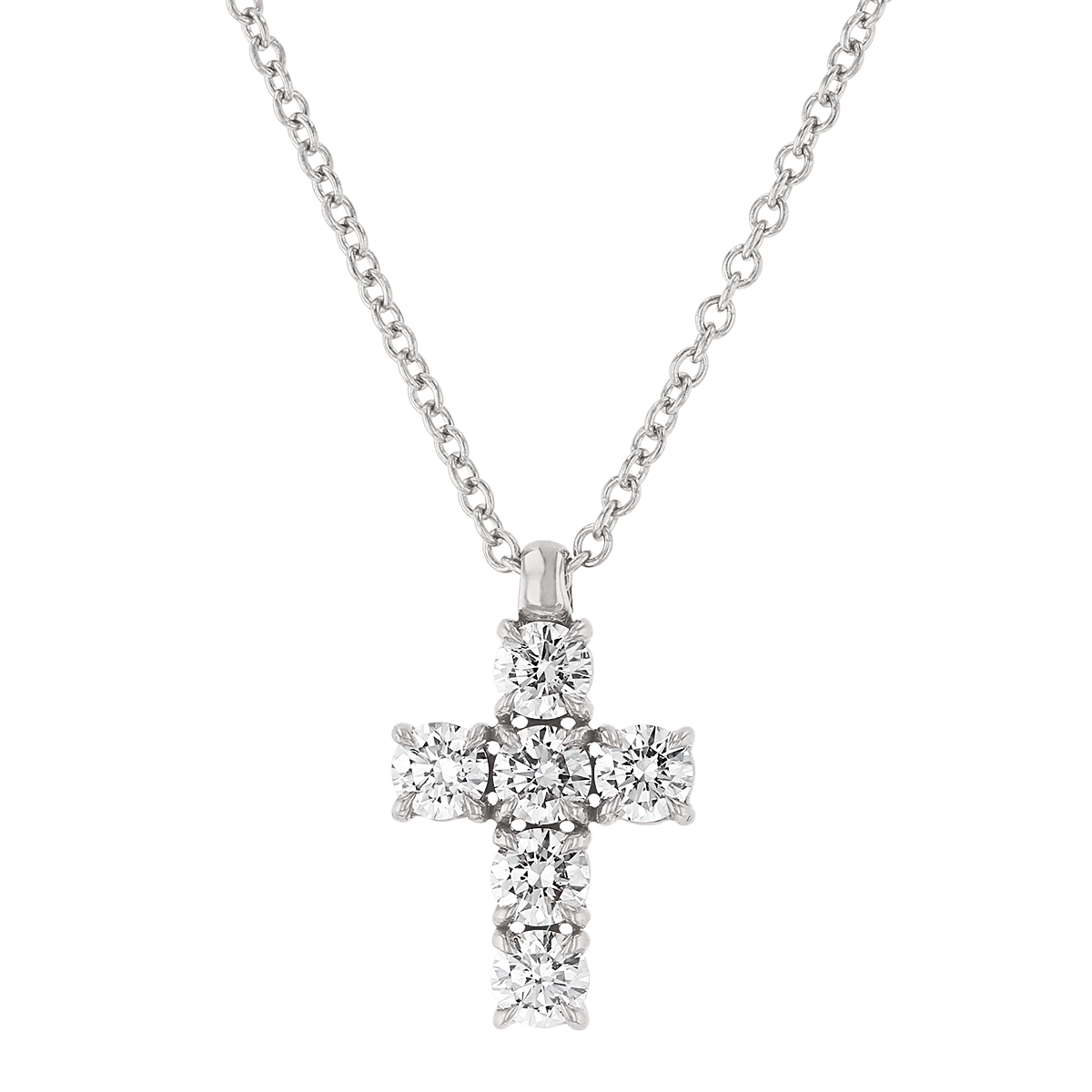 Diamond .50 cttw Cross Pendant in White Gold, 16