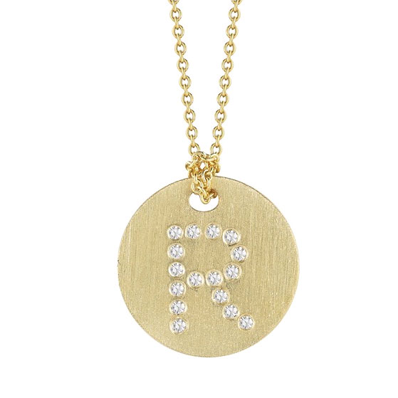 Roberto Coin Tiny Treasures Disc Necklace with Diamond Initial