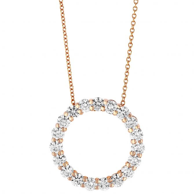 Diamond Open Circle Necklace in Rose Gold, 18"