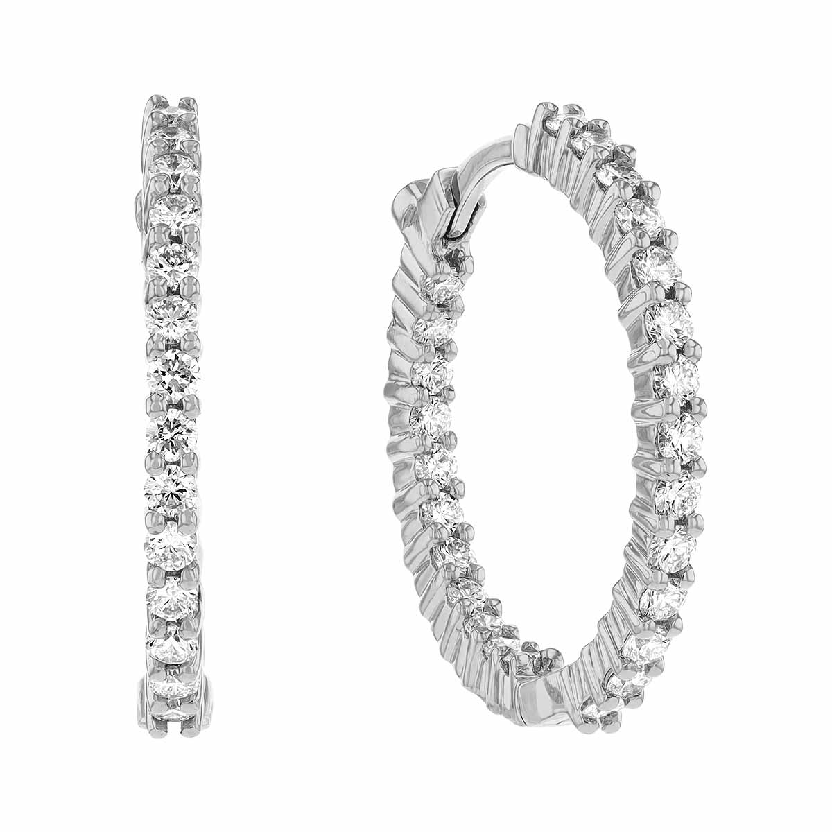 Roberto Coin Small Inside Outside Diamond Hoop Earrings in White Gold ...