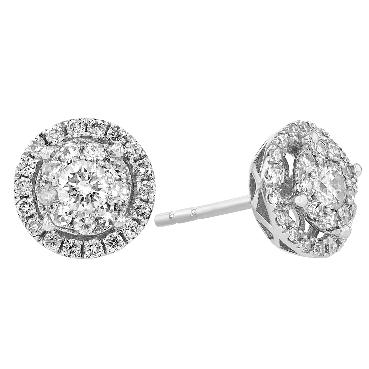 Diamond Cluster & Halo Stud Earrings in White Gold | Borsheims