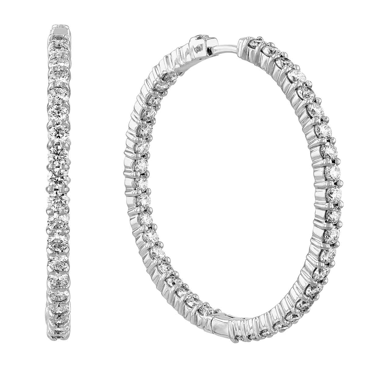 Roberto Coin Large Inside Outside Diamond Hoop Earrings, 3.45 Cttw 