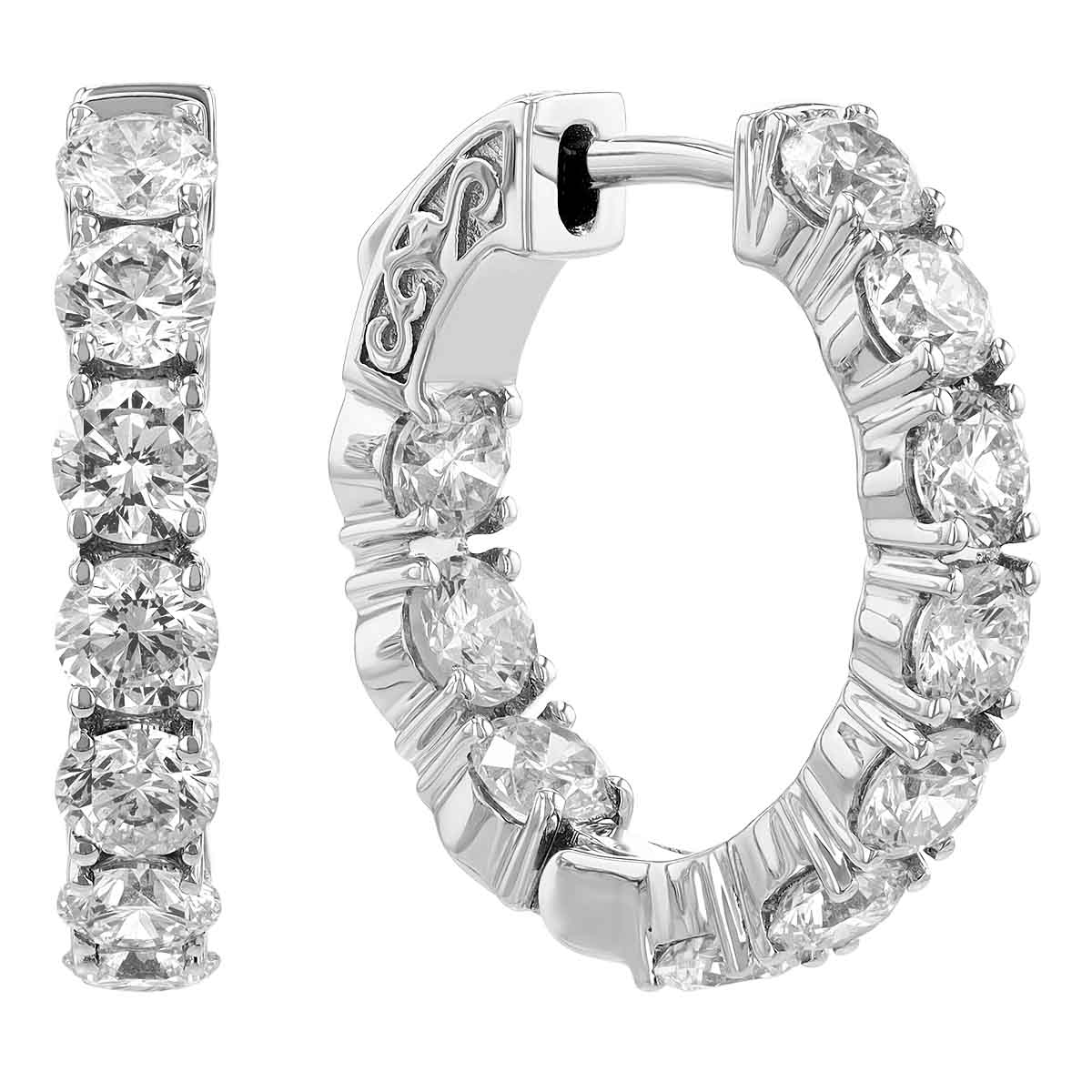 Diamond Petite Huggie Earrings in White Gold, 4 cttw | Borsheims