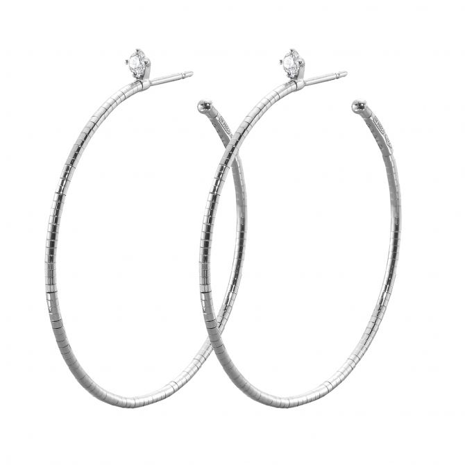 Mattia Cielo Diamond & White Gold Flex Coil Hoop Earrings