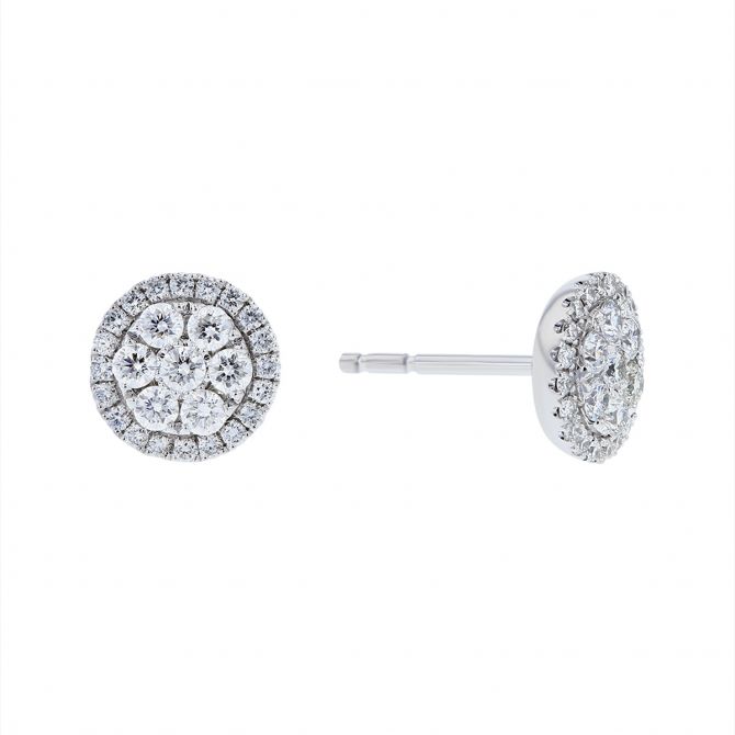 Frederic Sage Diamond Cluster Circle Earrings in White Gold