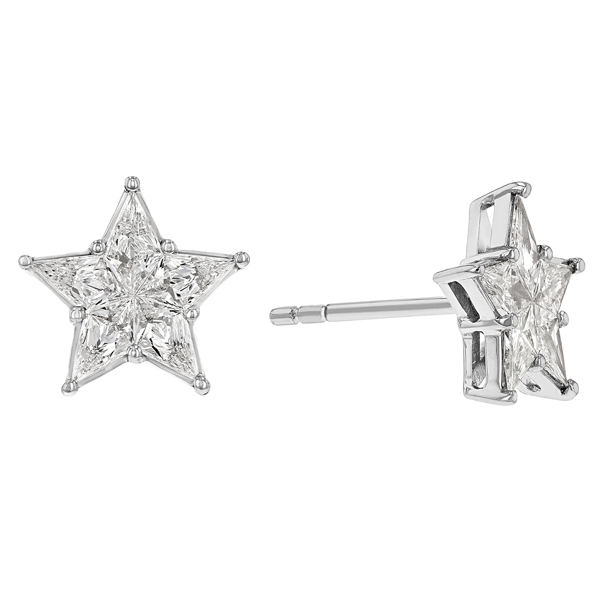 Kite Shaped Diamond Star Stud Earrings in White Gold | Borsheims