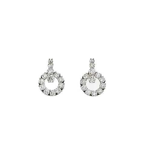 Diamond Open Circle Petite Drop Post Earrings in White Gold | Borsheims