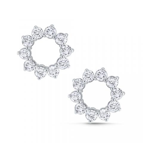 Diamond Circle Post Earrings in White Gold