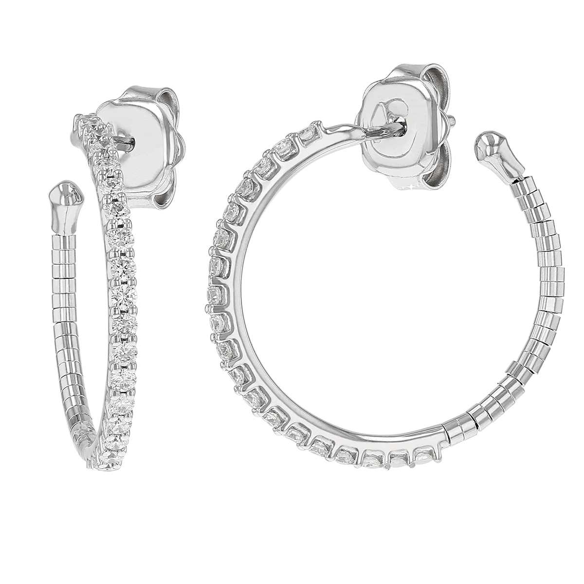 Mattia Cielo Diamond Side Set Hoop Earrings in White Gold | Borsheims