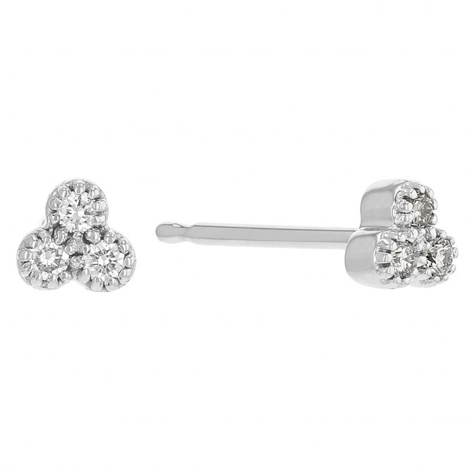 My Story Jamie Diamond Cluster Milgrain Stud Earrings in White Gold