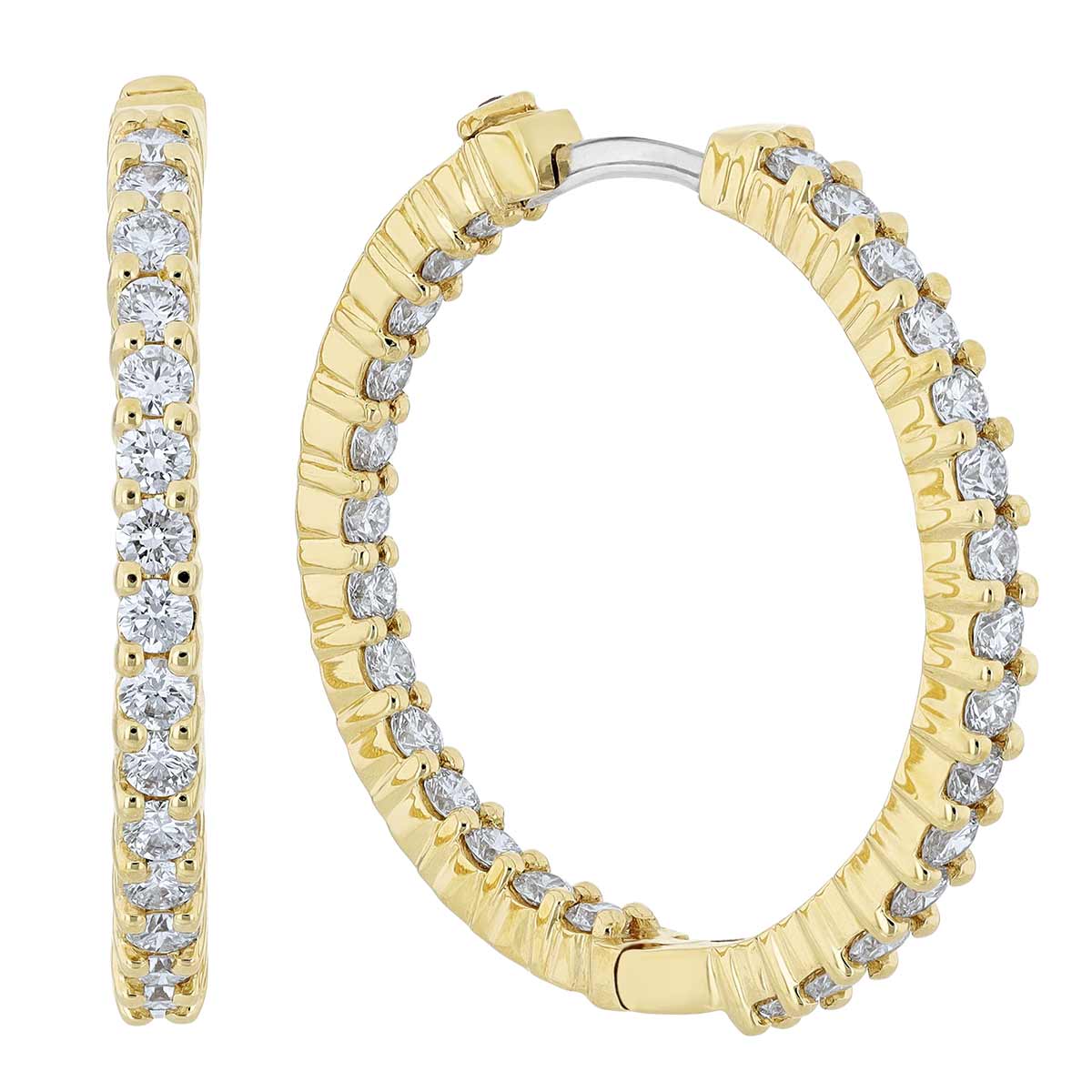 Roberto Coin Perfect Diamond Hoops Inside Out Hoop Earrings in Yellow ...