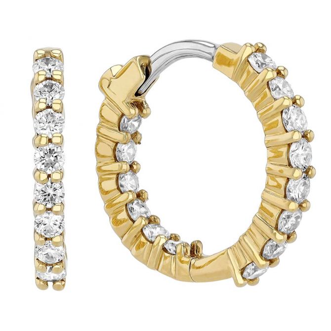 Roberto Coin Diamond Inside Out Petite Hoop Earrings in 18K Gold, 0.76 cttw