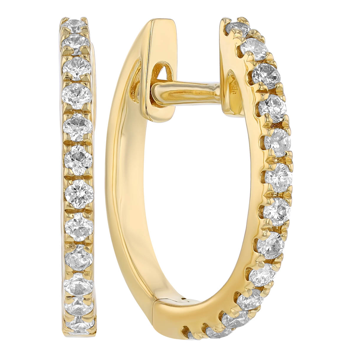 Small Diamond Hinged Huggie Hoop Earrings In Yellow Gold Borsheims