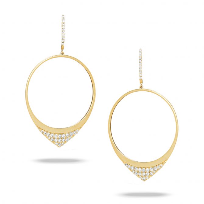 Doves 18K Yellow Gold Diamond Modified Circle Drop Earrings