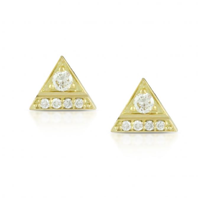 Doves Diamond Triangle Earrings in Yellow Gold