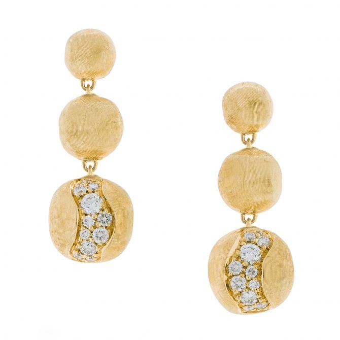 Marco Bicego Africa Constellation Short Graduated Diamond Drop Earrings in Yellow Gold