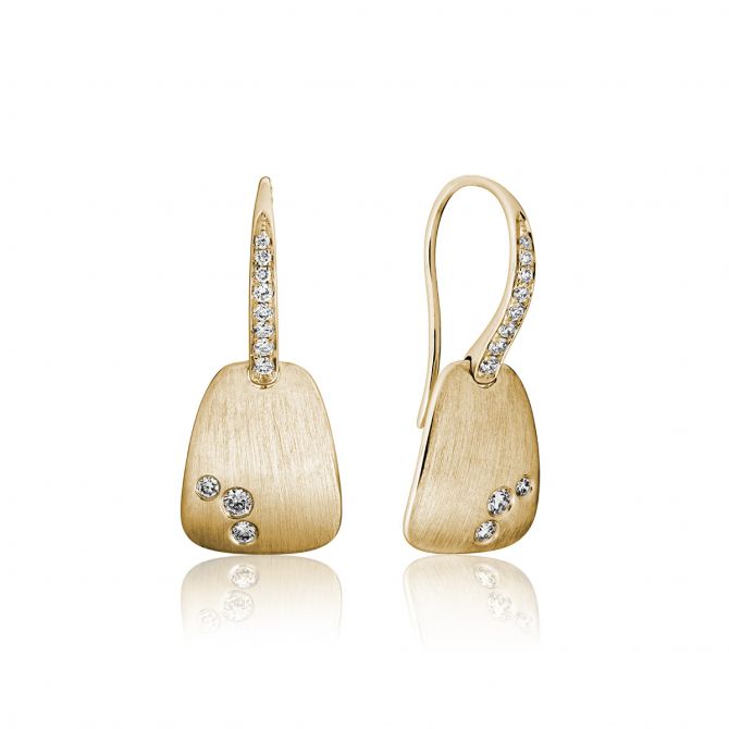 Yellow Gold Artichoke Diamond Dangle Earrings