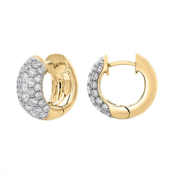 Diamond Pavé Huggie Hoop Earrings in Two Tone, 2.00 cttw