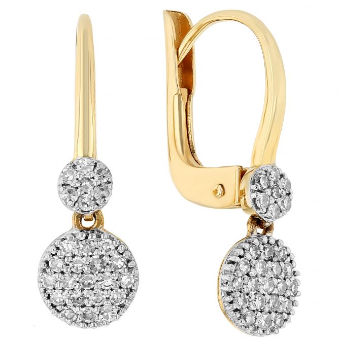 Phillips House Double Infinity Diamond Pavé Disc Leverback Drop Earrings in Yellow Gold