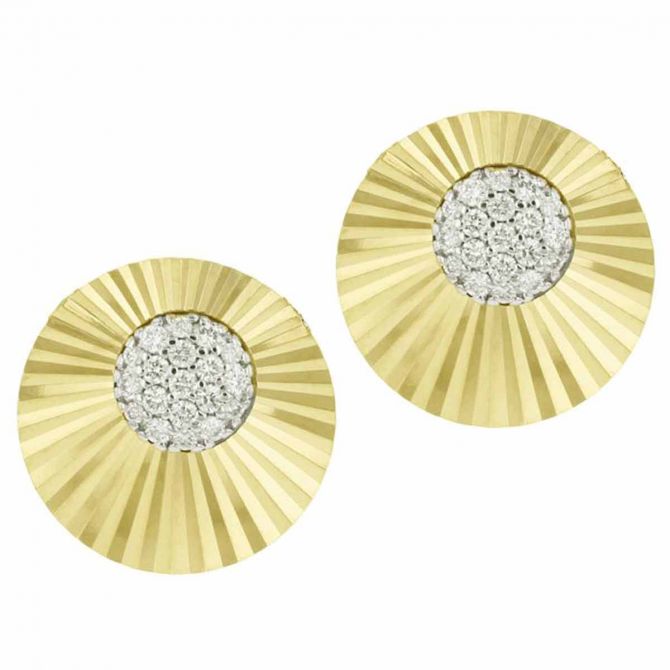 Phillips House Mini Aura Diamond Disc Stud Earrings in Yellow Gold