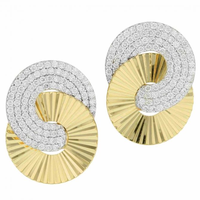 Phillips House Aura Interlocking Disc Stud Earrings in Yellow Gold