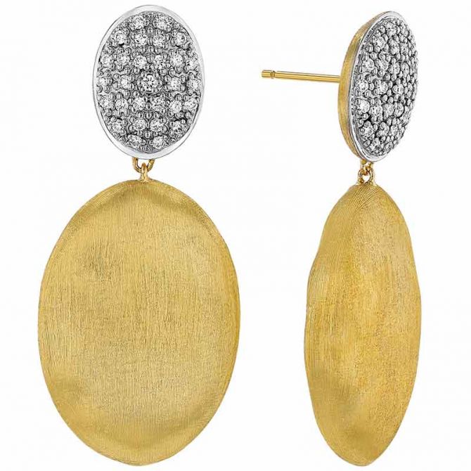 Marco Bicego Siviglia Diamond Pavé Large Drop Earrings in Yellow Gold