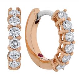 Image for Roberto Coin Diamond Huggie Hoop Earrings in Rose Gold, 0.70 cttw