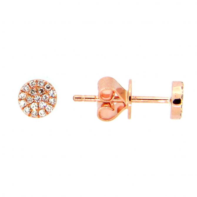 Diamond Pavé Dainty Disc Stud Earrings in Rose Gold