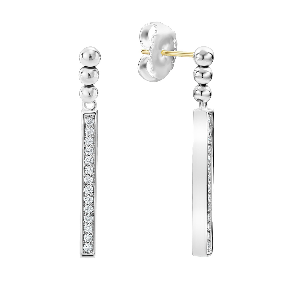 LAGOS Sterling Silver Diamond Caviar Spark Drop Bar Earrings | 01-81698 ...