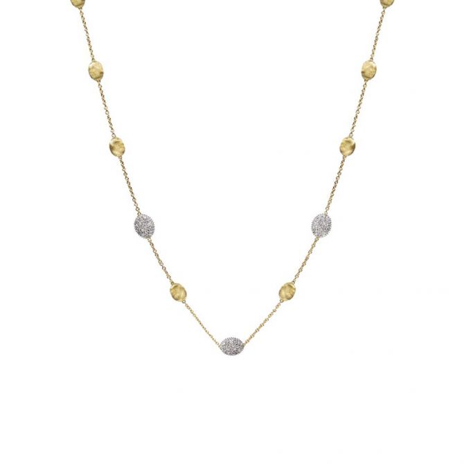 Marco Bicego Siviglia Yellow Gold & Diamond Pavé Small Bead Necklace