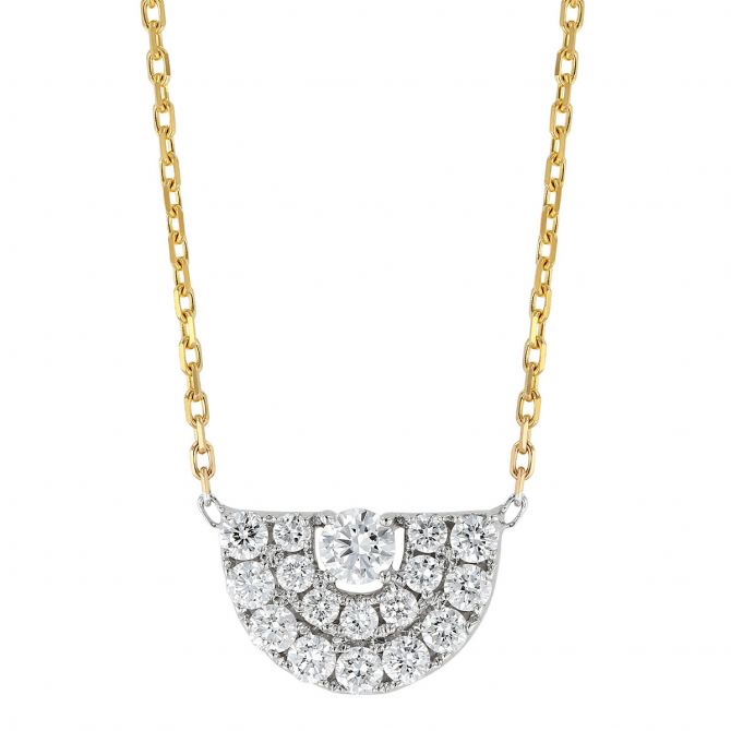 Frederic Sage Diamond Pavé Small Half Moon Necklace in Two Tone