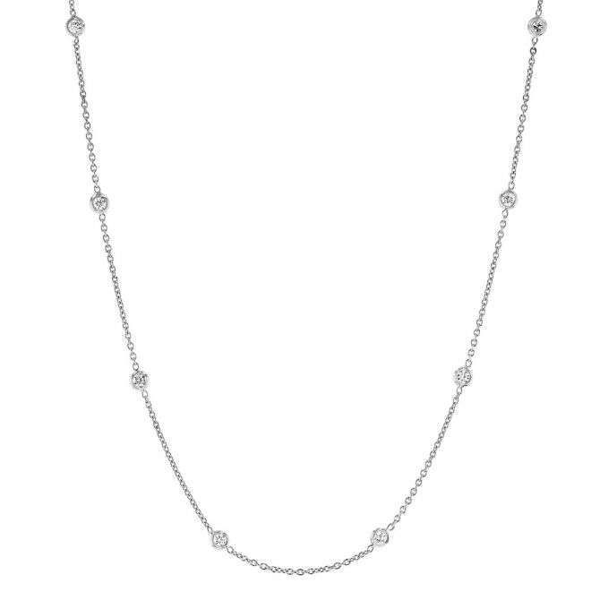 Roberto Coin Diamonds By The Inch 10 Station Necklace in White Gold 16", 0.70 cttw