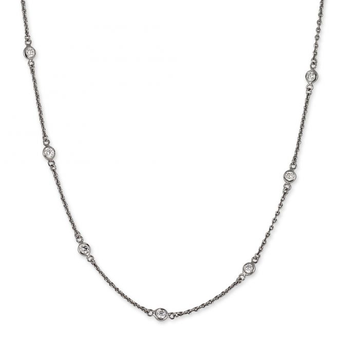 Roberto Coin Diamonds by the Inch Bezel Set Station Necklace in White Gold, 24.5"