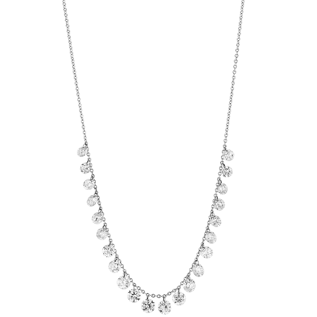 Aresa Dancing Diamond Fringe 22 Station Necklace in White Gold, 18 ...