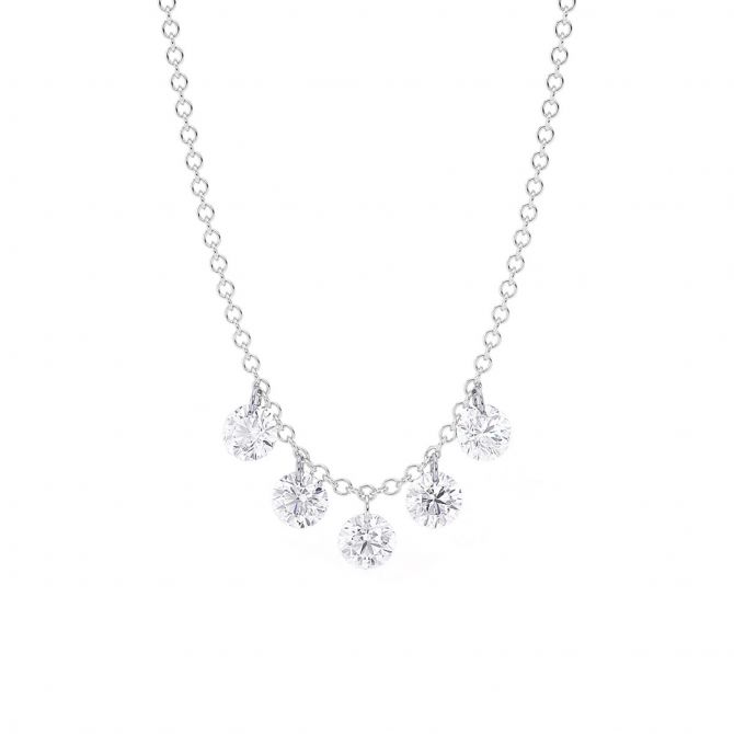 Aresa Diamond Fringe Quintet Necklace in White Gold