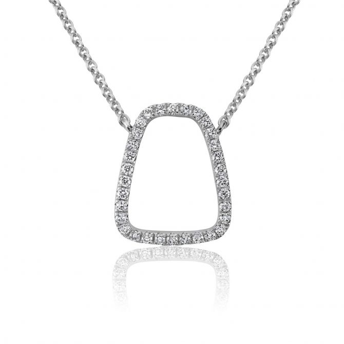 Artichoke Open Diamond Necklace in White Gold