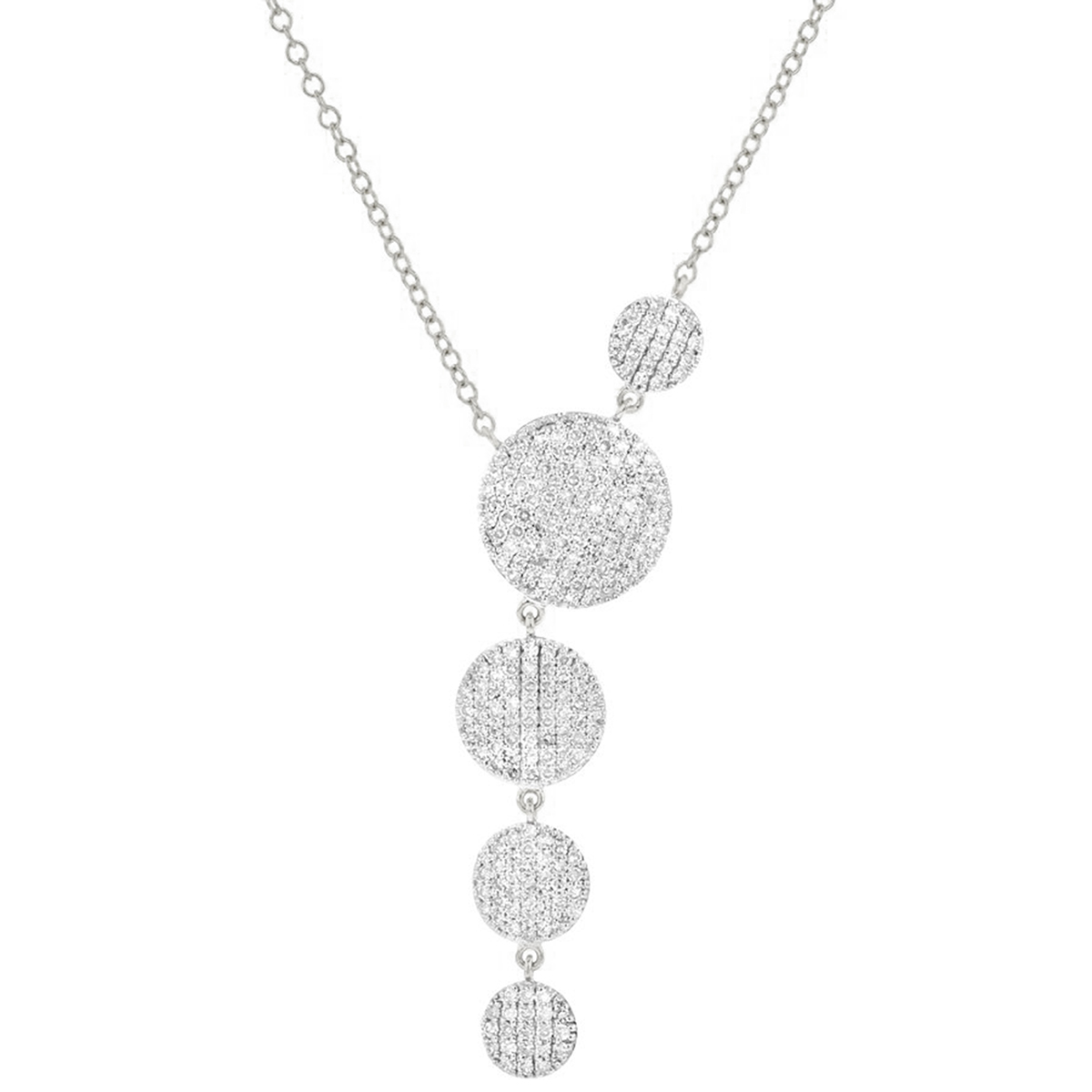 Phillips House Graduated Infinity Diamond Pavé Disc Y Necklace in White ...