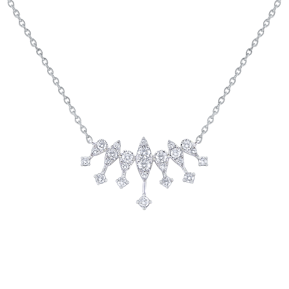 Diamond Eyelash Necklace in White Gold, 18